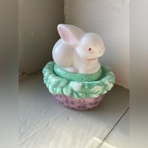 Vintage Loomco Easter Bunny Rabbit candle Rabbit On Basket